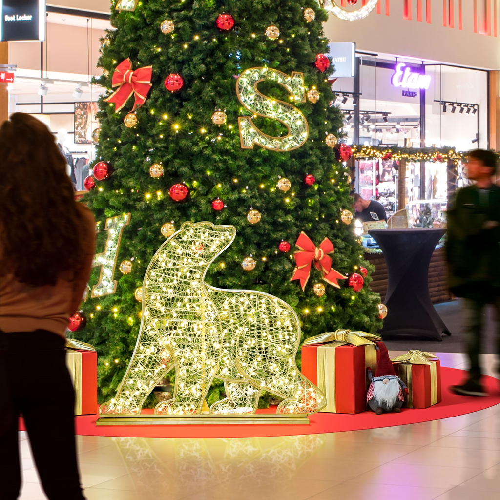 Ours illuminé "Bearwood" - leds blanc chaud - 135 x 155 cm - 24V