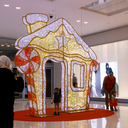 Maison pain d'épices illuminée "Cassel" - leds blanc, blanc chaud et rouge - 360 x 405 x 25 cm - 24V