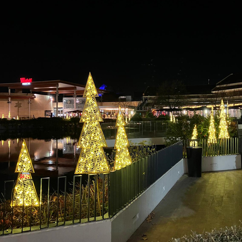 Set de 3 sapins illuminés "Luzy" - leds blanc chaud - 230, 180 & 130 cm - 24V