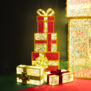 Pile de cadeaux illuminés "Welby" - leds blanc chaud et rouge - 240 x 100 cm - 24V