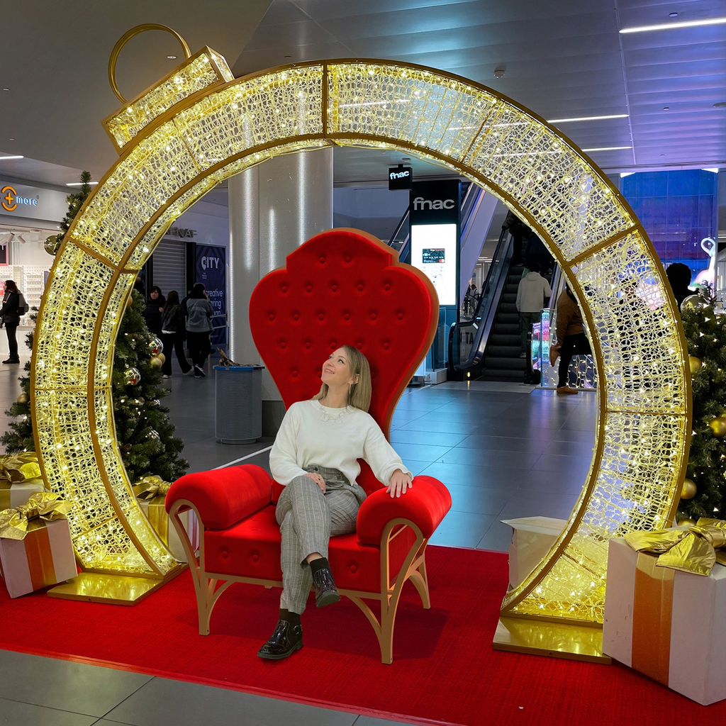 Trône "Apollosa" - rouge et doré - 175 x 115 x 70 cm