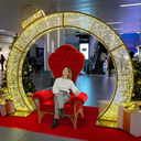 Trône "Apollosa" - rouge et doré - 175 x 115 x 70 cm