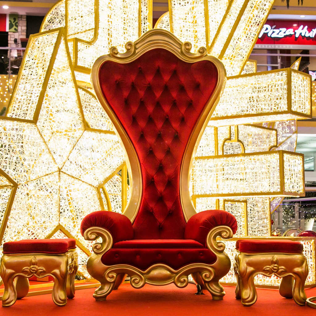 Trône "Lutak" - rouge et doré - 210 x 110 x 75 cm