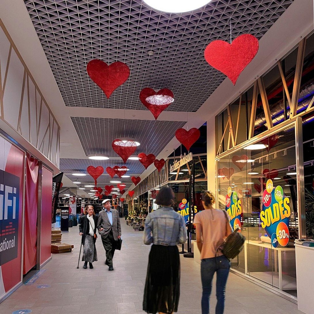 Coeur Houston rouge - 65 x 65 cm