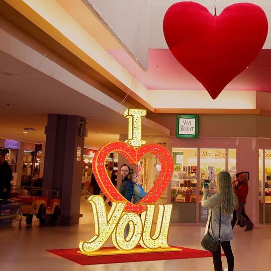 I love you illuminé Balzac leds blanc chaud - 270 x 180 x 25 cm - 24V